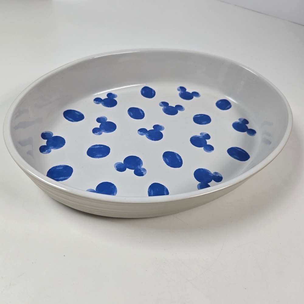Disney Parks Homestead Serving Dish Tray Plate Bowl 60oz White Blue Mickey Mouse